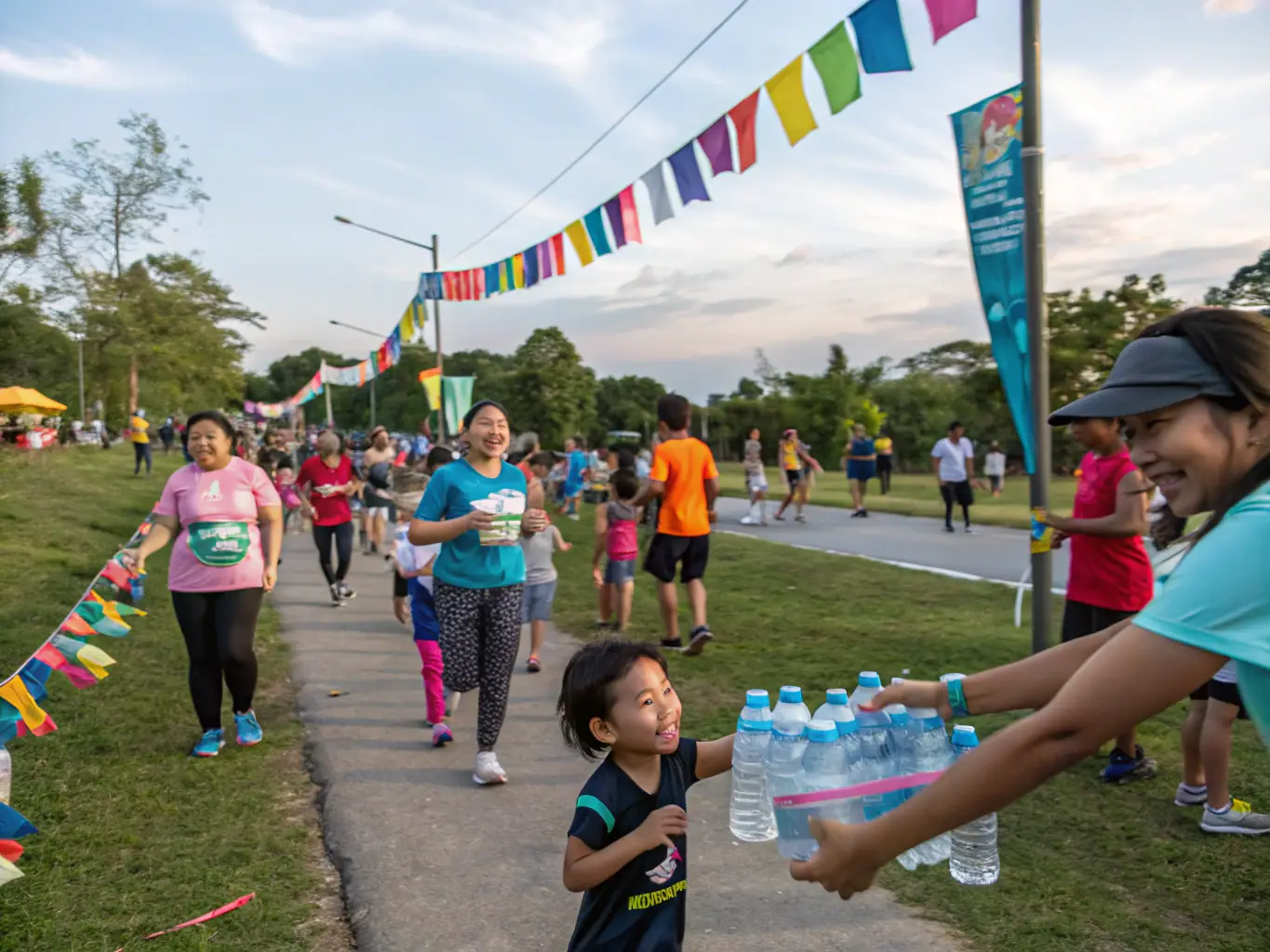 A heartwarming image of children participating in a charitable event organized by LAMBALLE ARMOR SPORT AVENTURE, emphasizing the organization's dedication to social responsibility.
