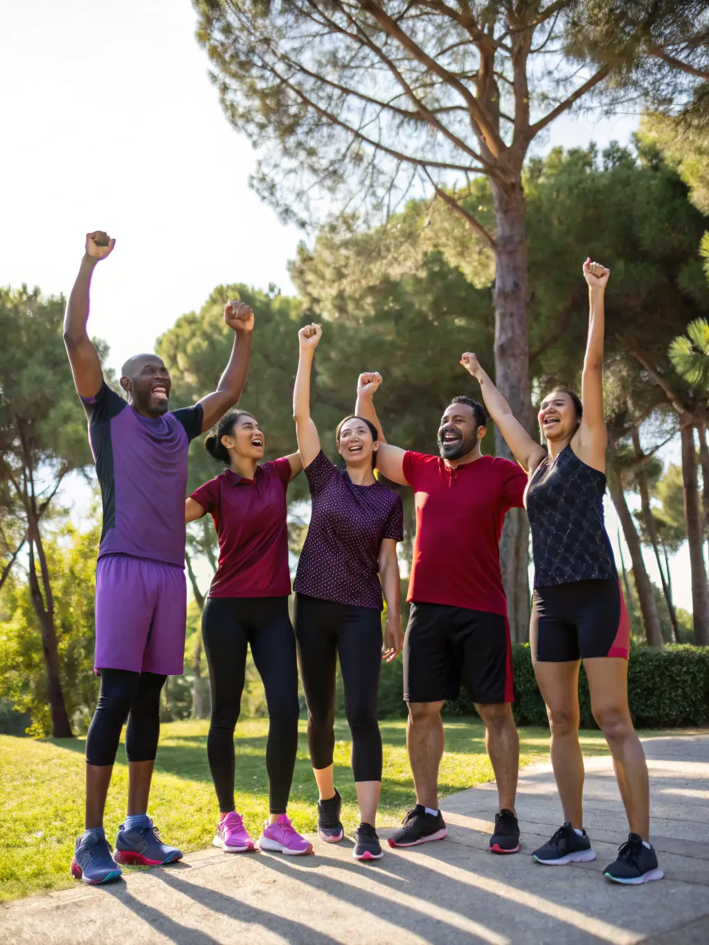 A picture of participants celebrating after completing a challenging adventure race, showcasing the organization's focus on promoting teamwork and personal achievement.
