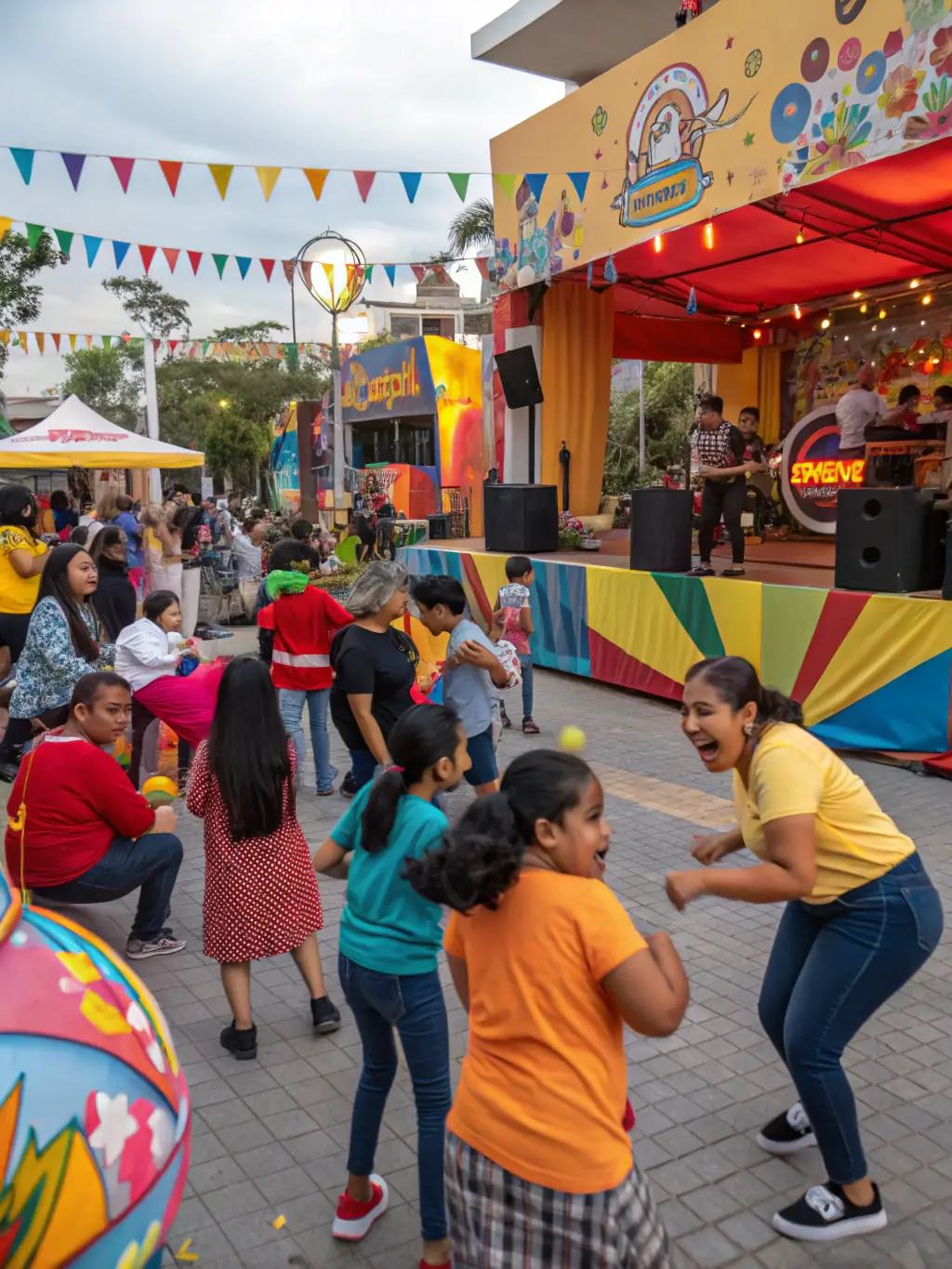 A vibrant image of participants engaged in a community sports event organized by LAMBALLE ARMOR SPORT AVENTURE, showcasing teamwork and active participation.